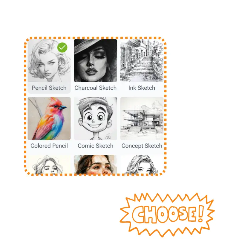 AI Photo to Sketch Converter - Step 2: Select Style & Generate