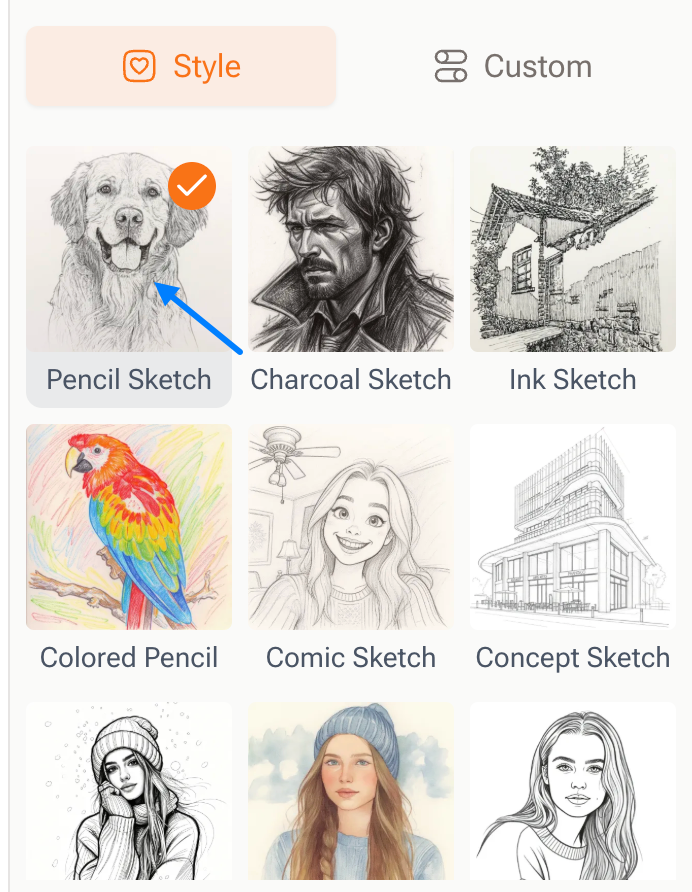 Step 2 — Selecting the Best Style for How to Turn a Photo into a Sketch