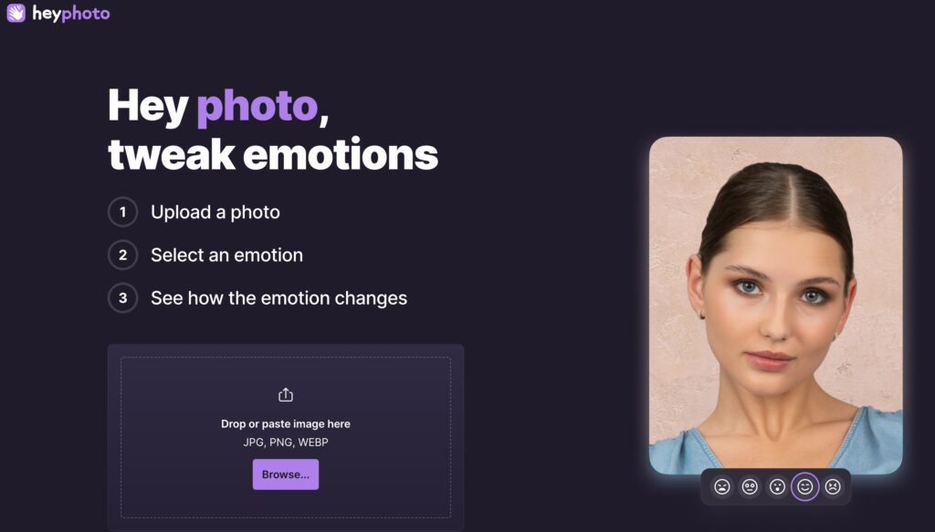 HeyPhoto’s smile generator is a lightweight browser tool