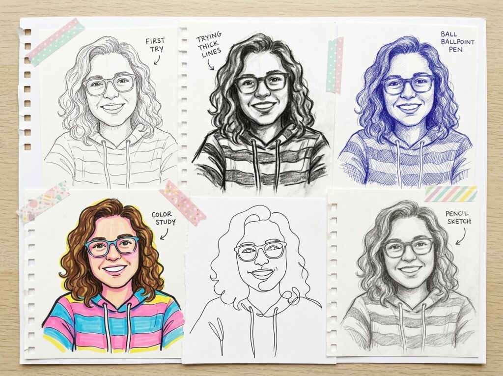 different style of sketch