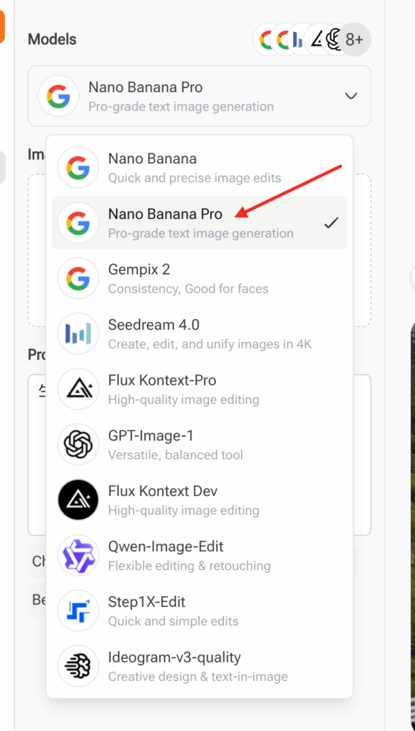 Step 2 - Select Nano Banana Pro Model